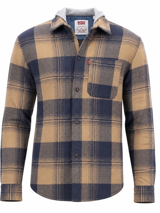 Levi's Other - Levi's Navy and Tan Plaid Hooded Shacket Boys XL